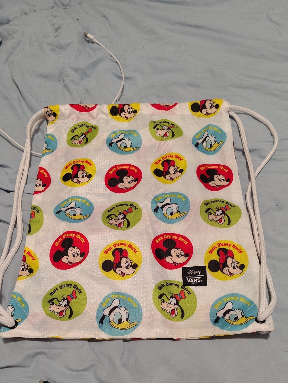 Vans x Disney Kids White Character Drawstring Backpack